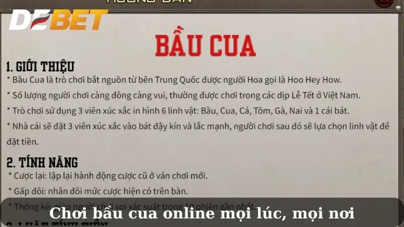 bầu cua tôm cá Online