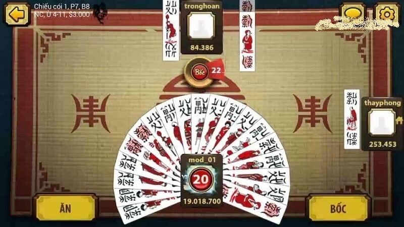 Game bài chắn tại Debet dùng bộ bài tổ tôm 120 lá